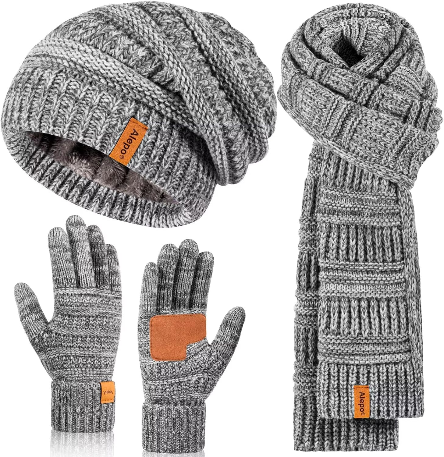 Winter Beanie Hat Scarf Gloves Set for Women - Warm 3 in 1