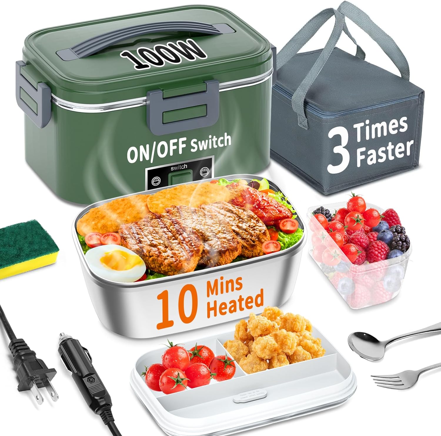 IFENROL Electric Heated Lunch Box - 3X Faster Heating - Portable Food Heater