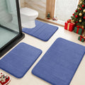 Memory Foam Bath Mat Set 3 Pieces - Super Soft Absorbent Navy Blue