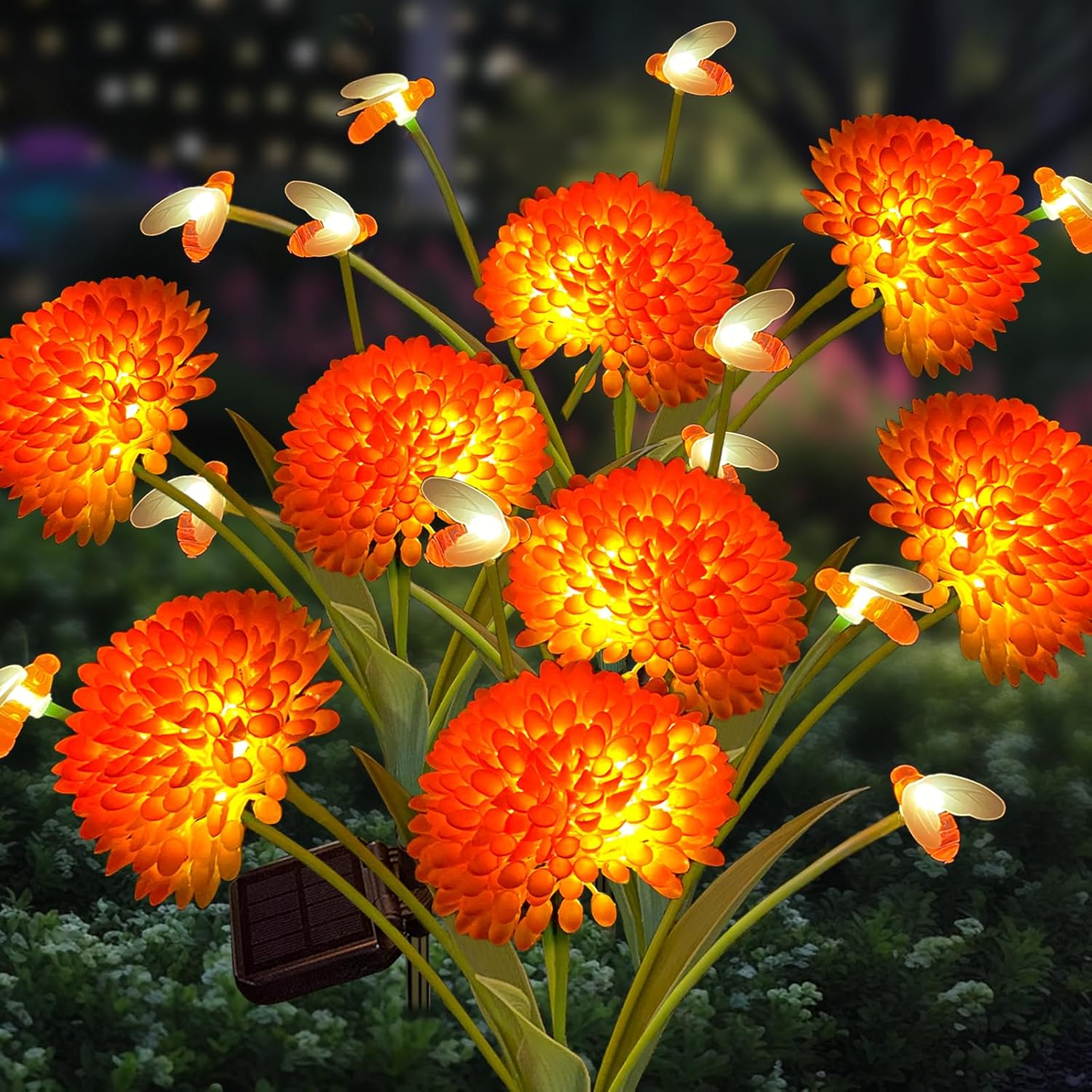 Solar Garden Lights with Swaying Bees for Outdoor Decoration