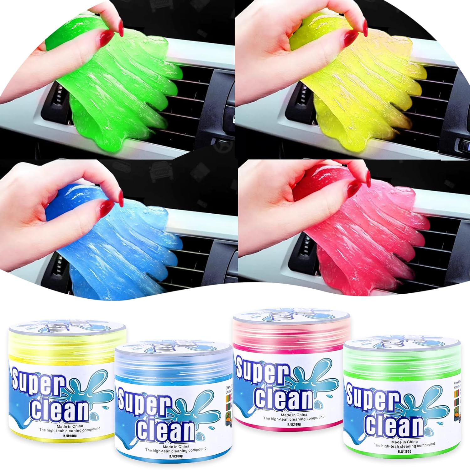 4-Pack vvag Car Cleaning Gel - Reusable Interior Cleaner