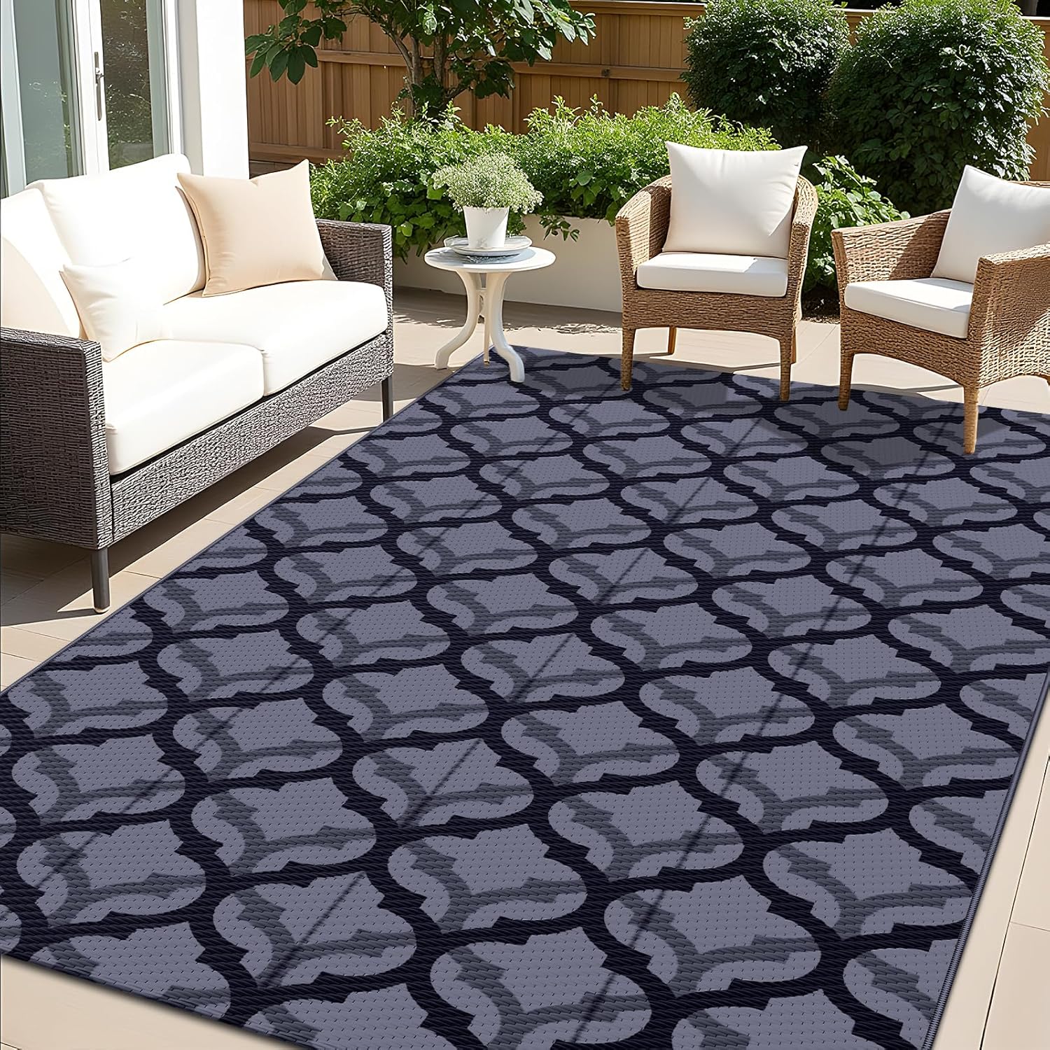 OLANLY Reversible Outdoor Rug 5x8 ft for Patio and Camping