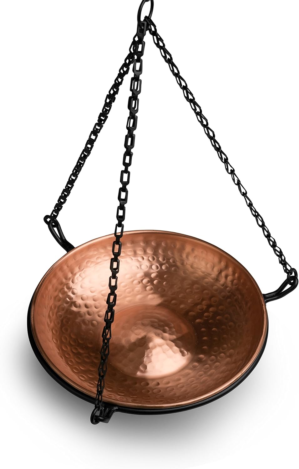 Pure Copper Hand Hammered Hanging Bird Bath and Feeder for Outdoors