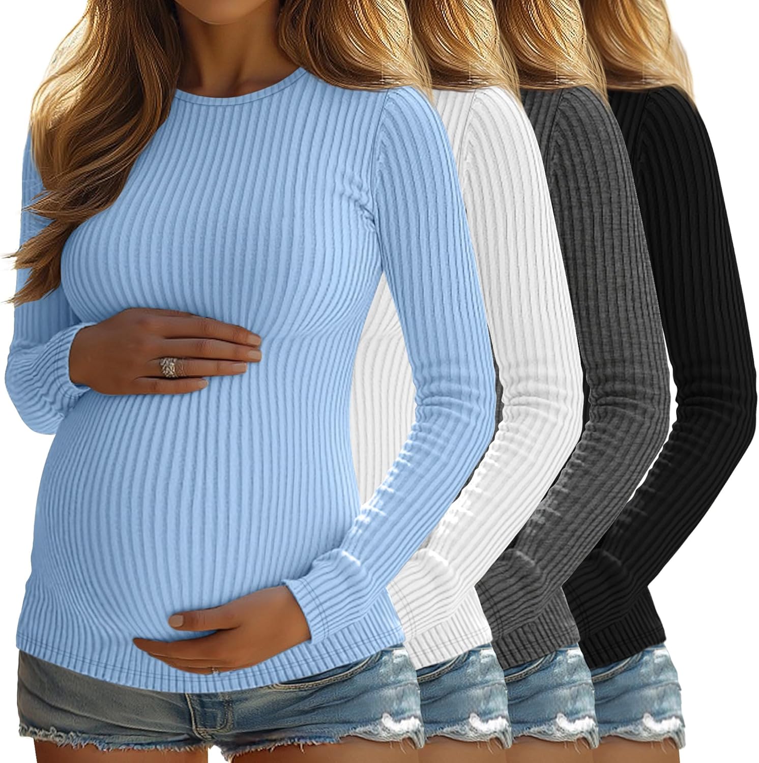4 Pack Womens Maternity Shirts for Comfort and Style