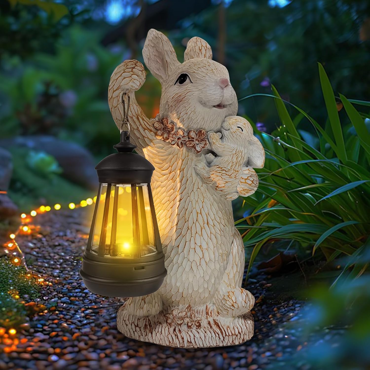 ILLUMINEW Solar Garden Statues Rabbit Lights for Outdoor Decor
