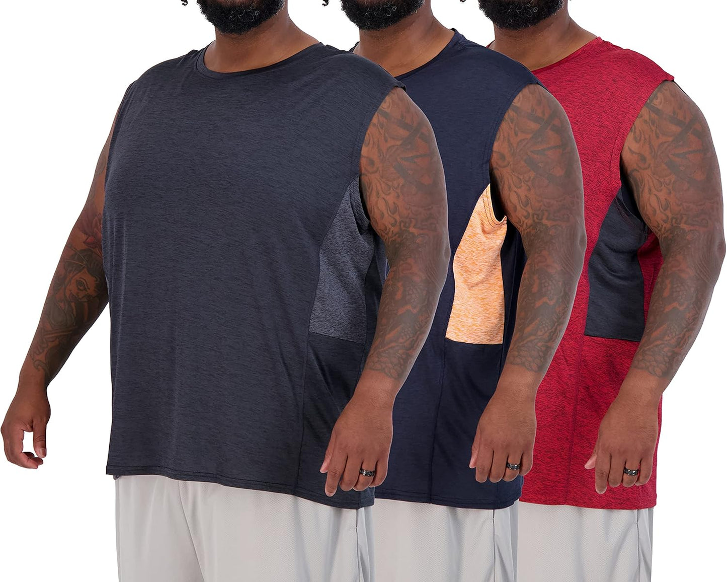 Real Essentials Men's Dry-Fit Active Muscle Tank Top Value Pack