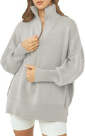 ANRABESS Women's Oversized 1/4 Zipper Sweater - Slouchy Pullover