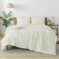 Andency Ivory Comforter Set King Size - Boho Tufted Chevron Bedding
