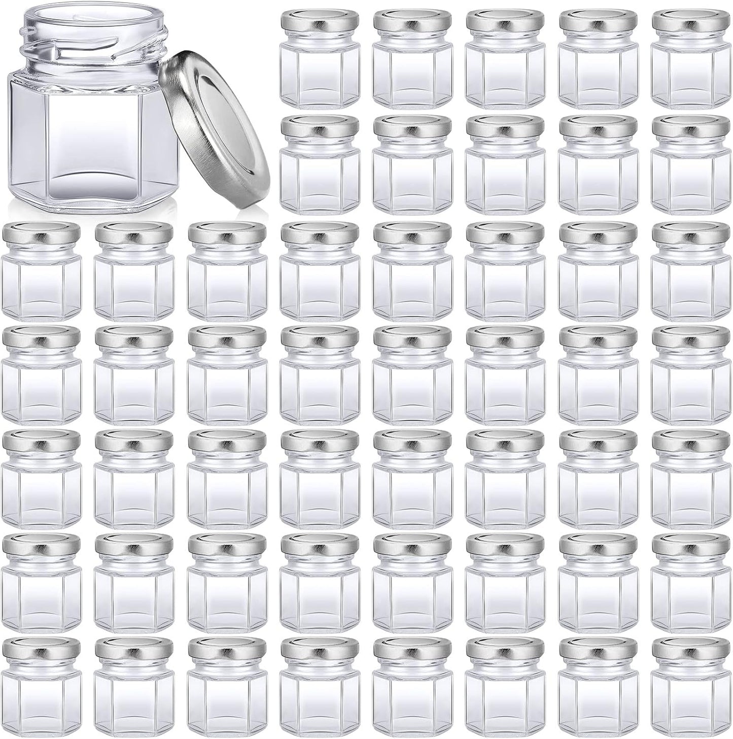100 Pack Mini Hexagon Glass Jars for Wedding and DIY Crafts