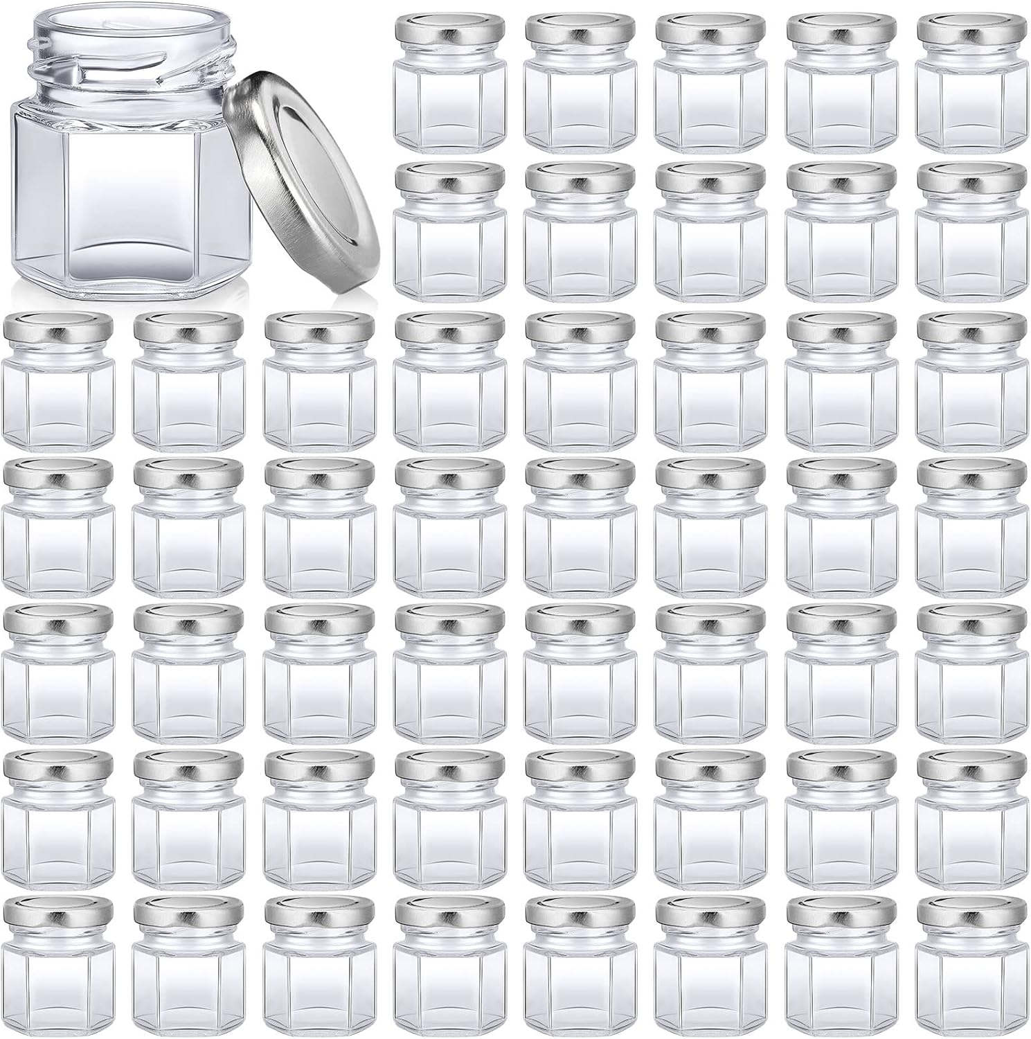 100 Pack Mini Hexagon Glass Jars for Wedding and DIY Crafts