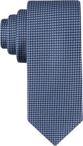 Calvin Klein Mens Navy Blue Necktie - Classic Indigo Houndstooth