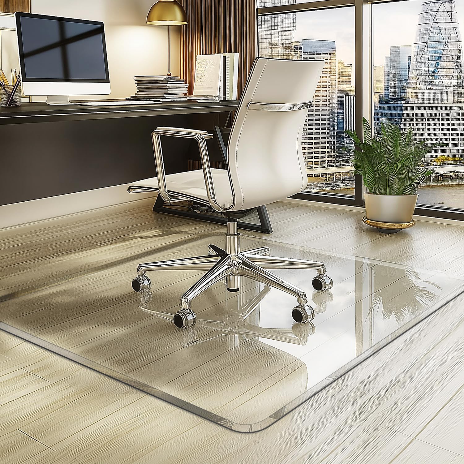 VASUHOME Premium Tempered Glass Chair Mat for Office Floors