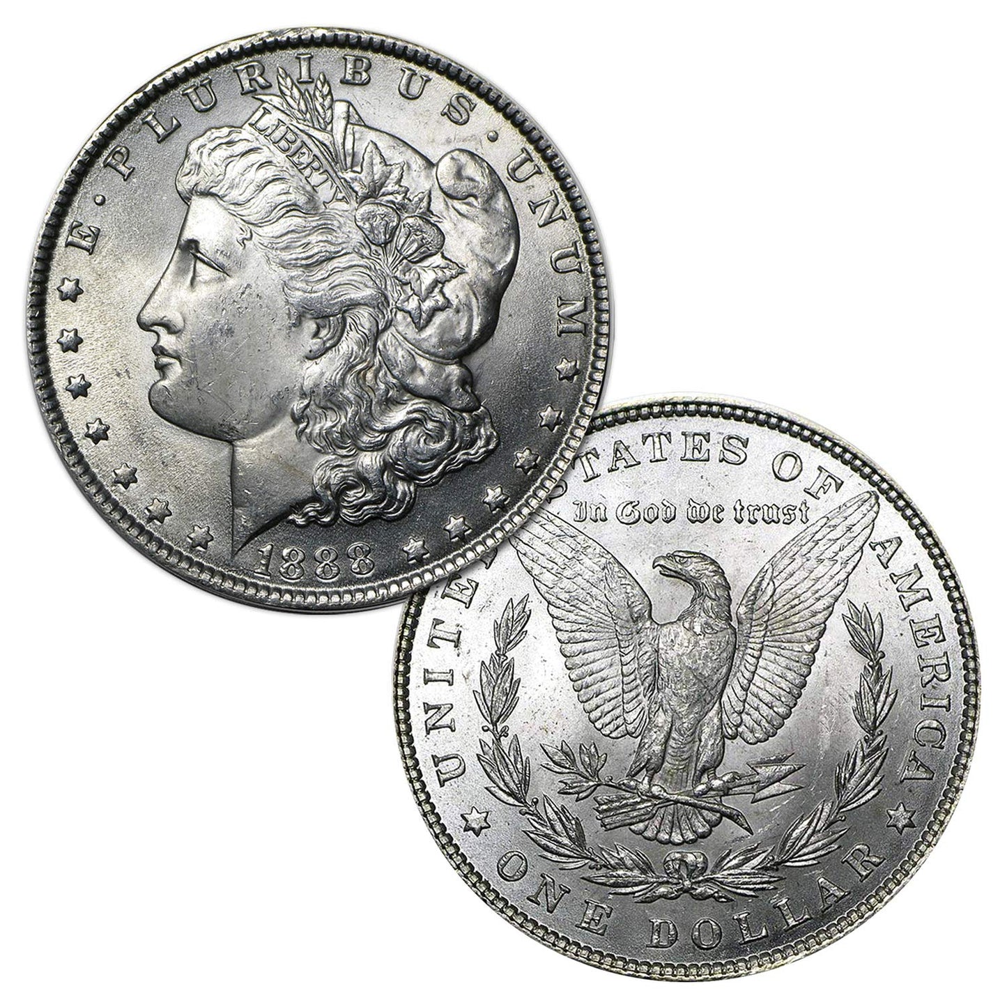 USA 1888 P Morgan Silver Dollar Coin - Brilliant Uncirculated