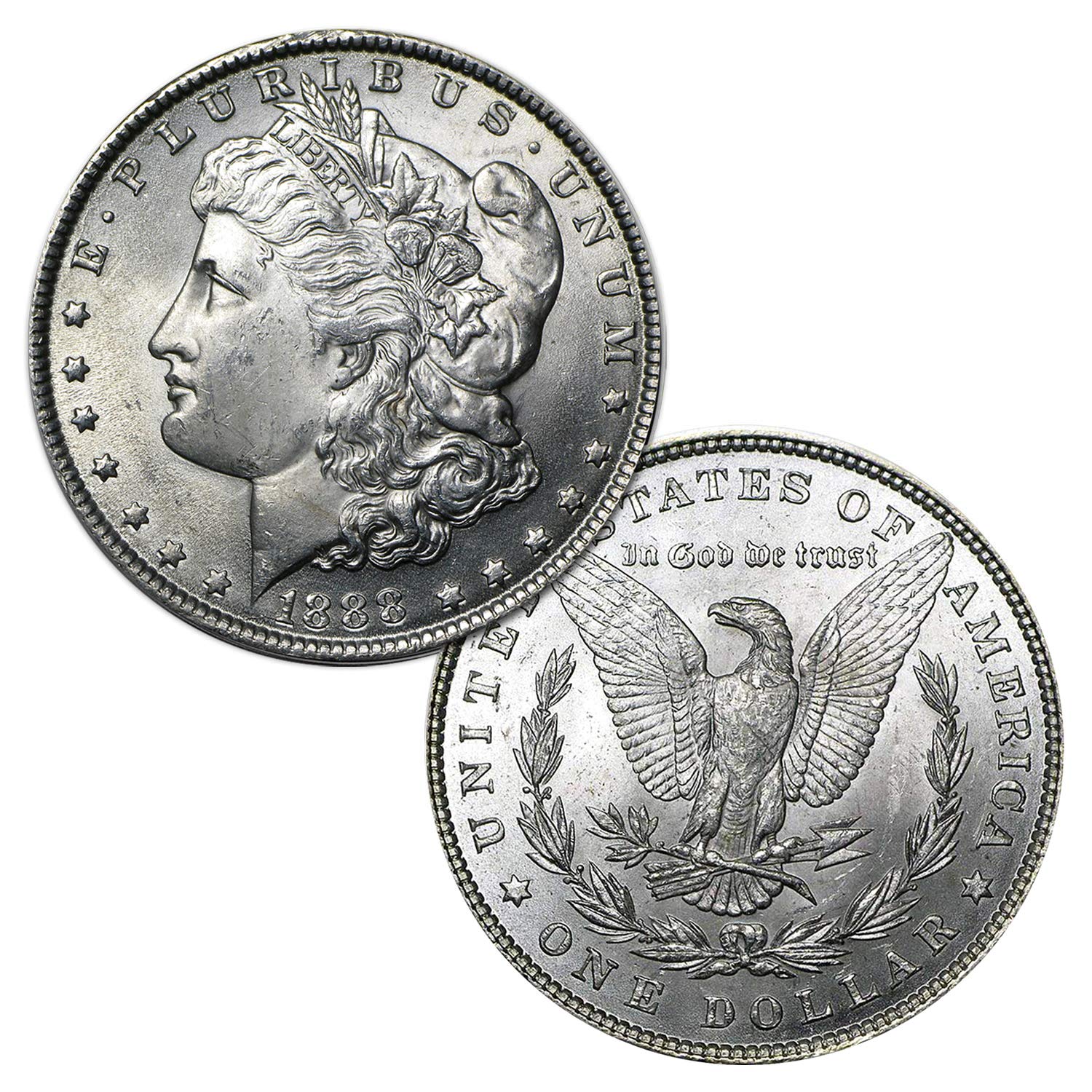 USA 1888 P Morgan Silver Dollar Coin - Brilliant Uncirculated