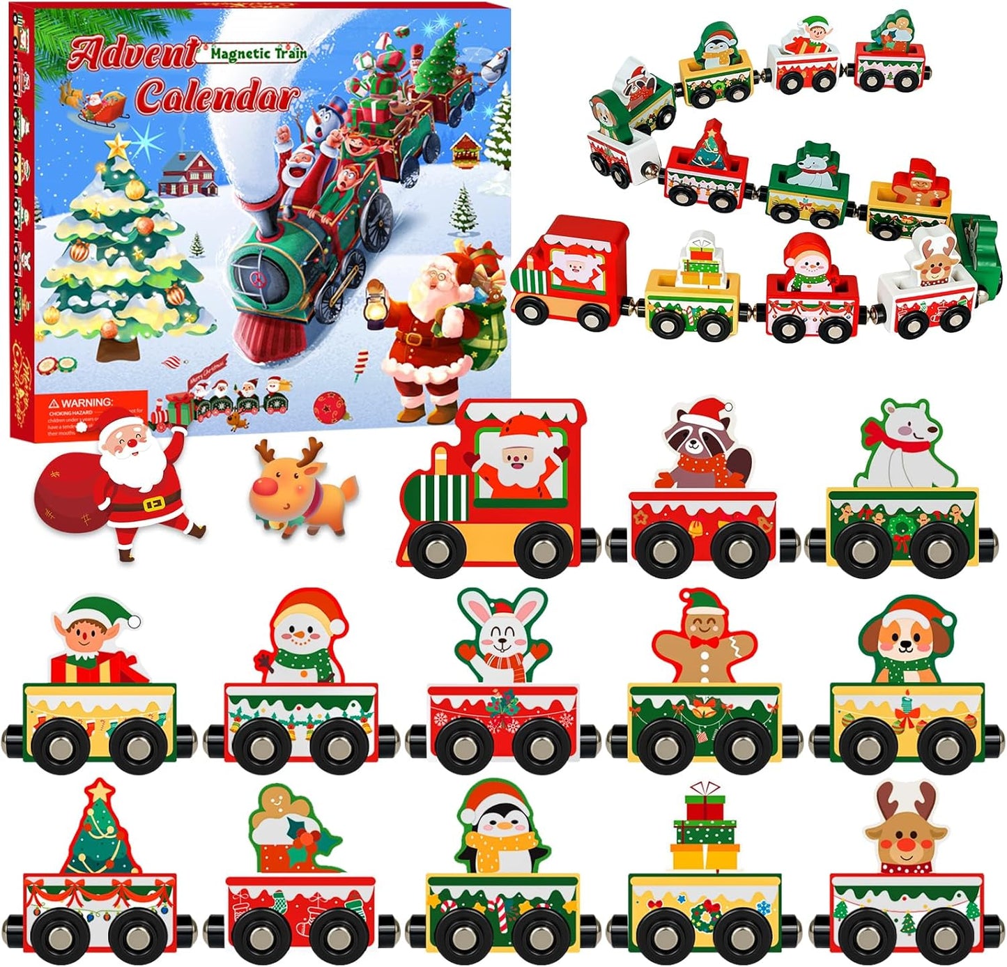 Magnetic Wooden Animal Train Advent Calendar for Kids 2025