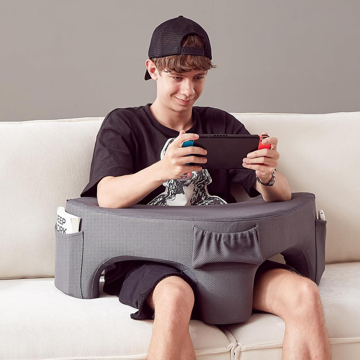 Memory Foam Lap Desk with Armrests - Grey