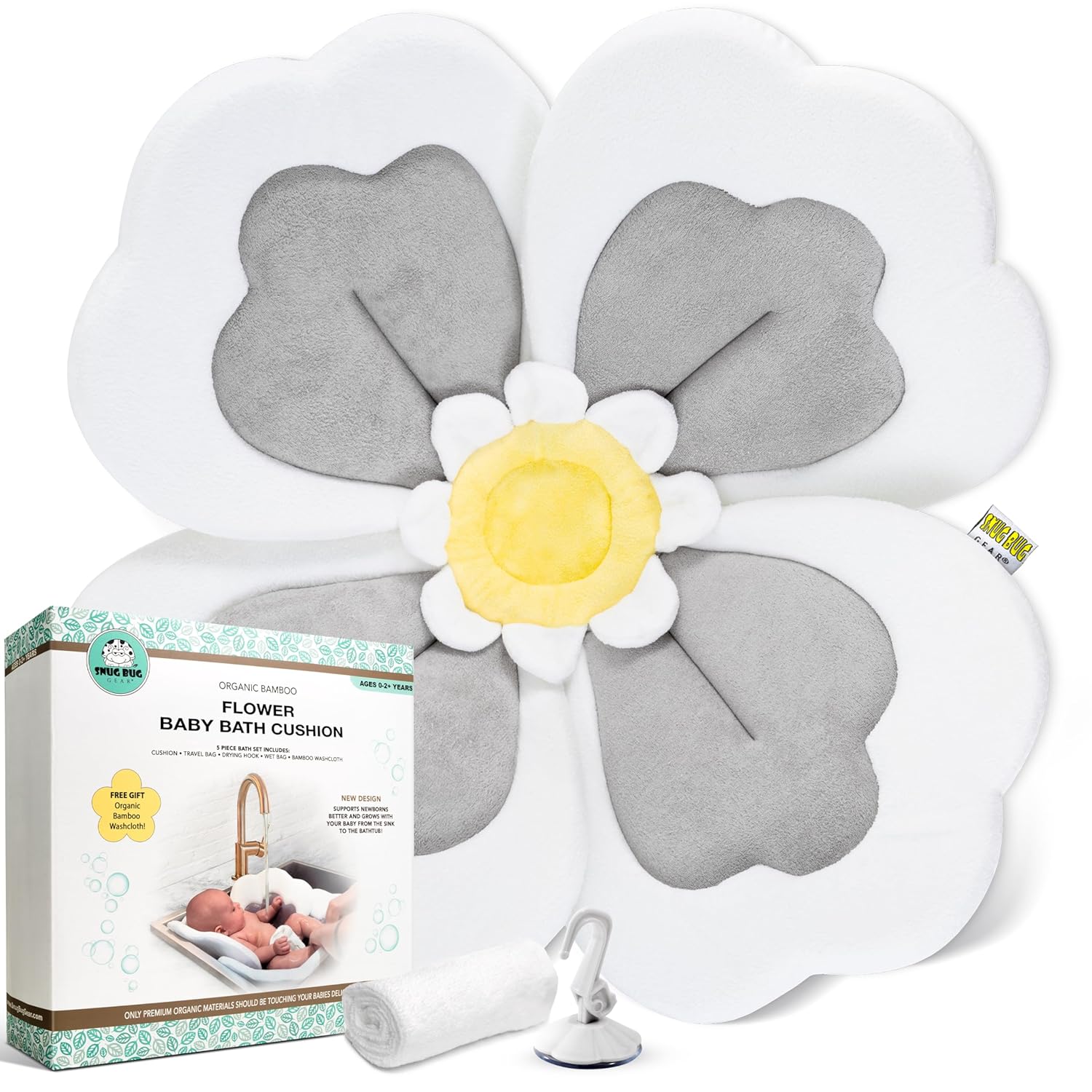Baby Bath Cushion Set for Newborns - Soft Flower Bath Pillow