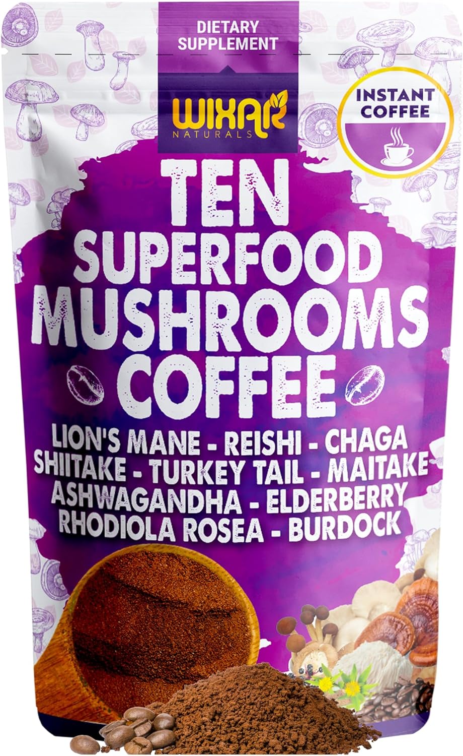 WIXAR Superfood Mushroom Coffee - 10 Superfood Extracts!