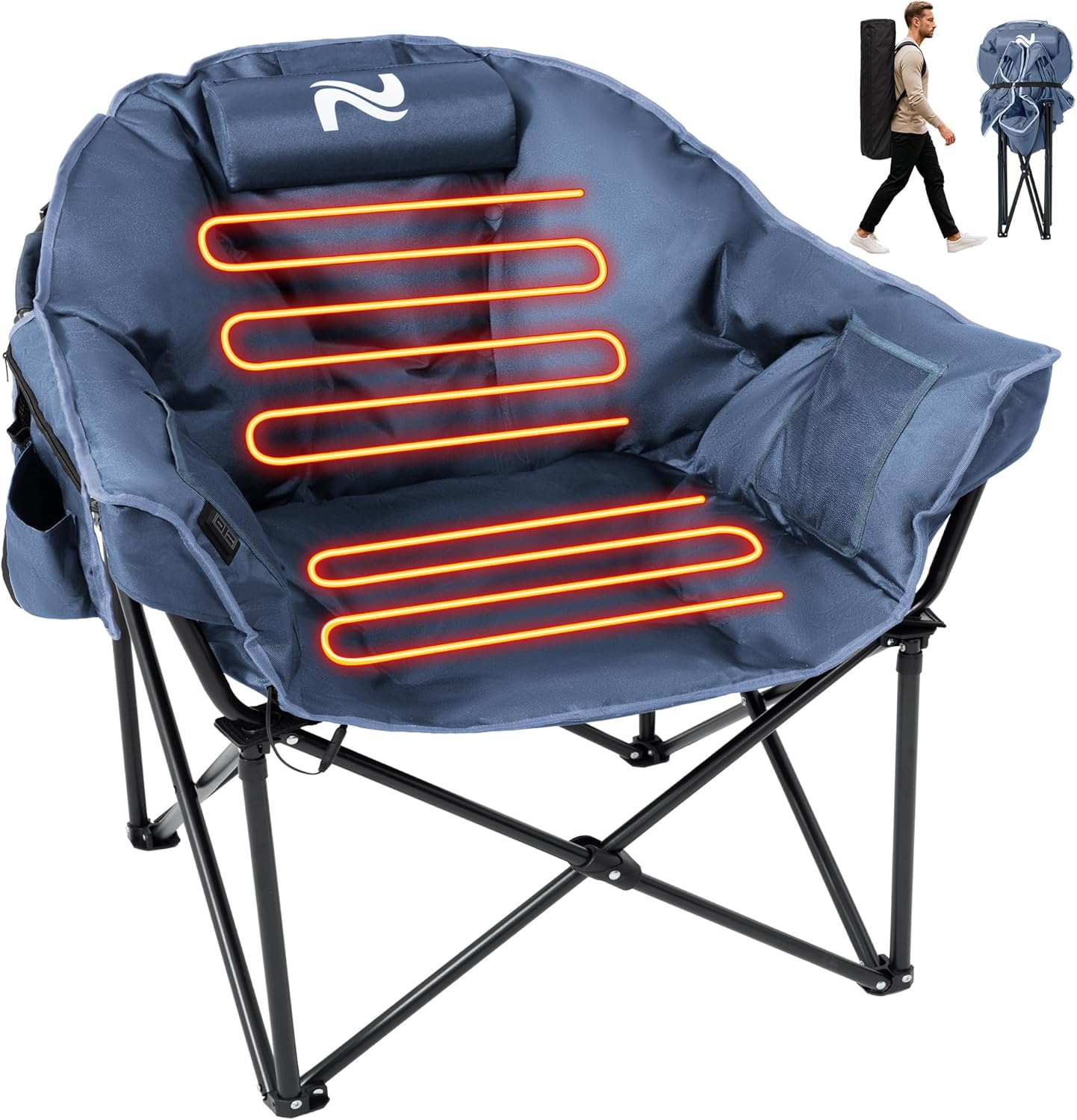 Slsy Heated Camping Chair with Dual Heating Zones for Comfort