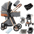3 in 1 Baby Travel System Reversible Stroller UDV9-GREY - High View