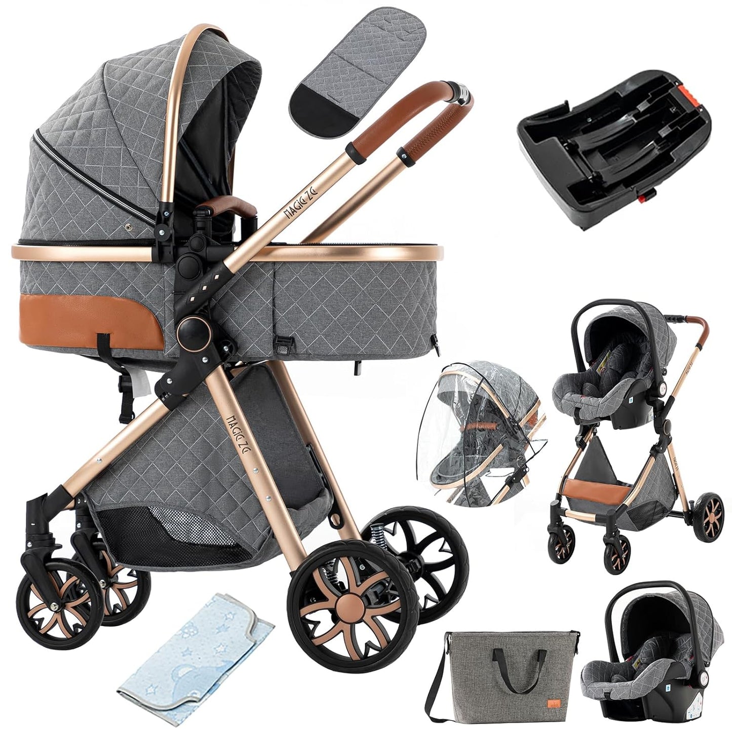 3 in 1 Baby Travel System Reversible Stroller for Newborns