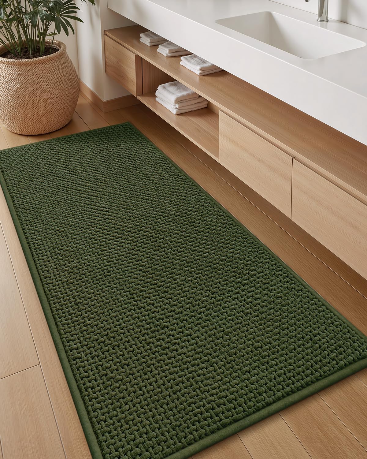 Color&Geometry Chenille Pile Large Bathroom Rugs for Comfort