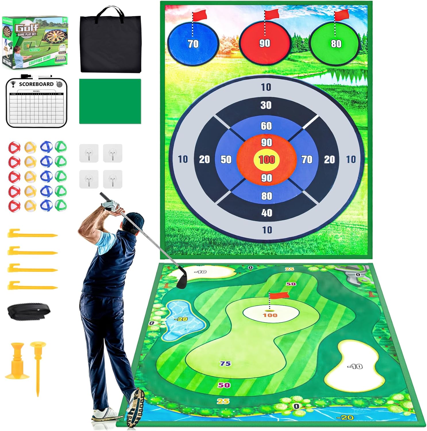 Premium Double-Sided Golf & Darts Mat Set