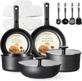 CAROTE 17Pcs Non Stick Pots and Pans Set with Detachable Handle