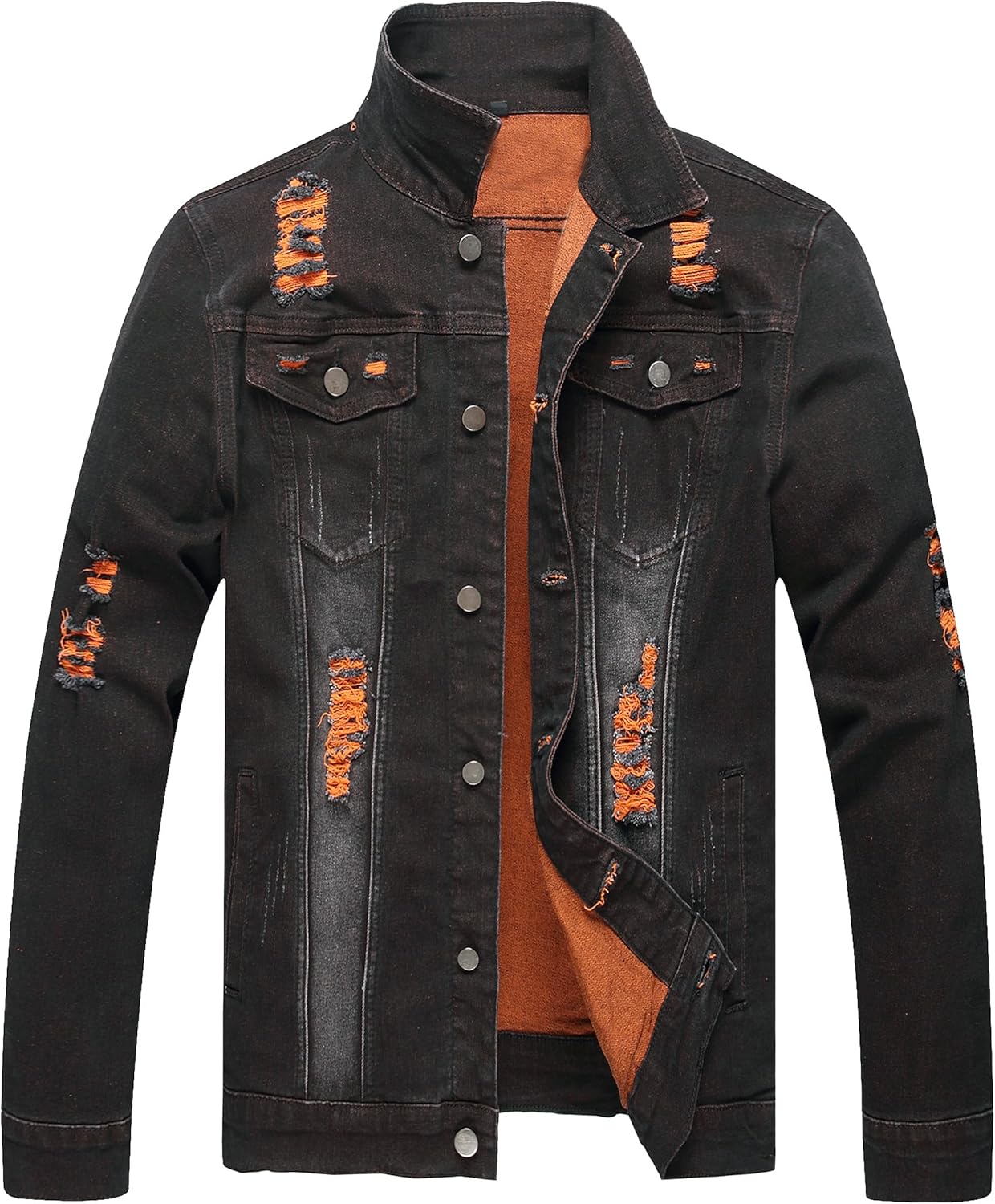 RANMCC Slim Fit Ripped Denim Jacket for Stylish Men