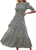 Women Casual Summer Dress 2025 Smocked Boho Maxi - Flowy Fit