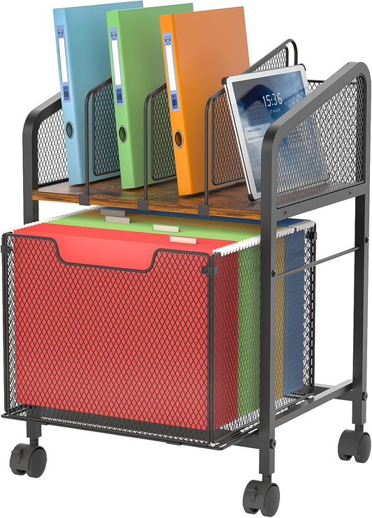 Rolling File Cabinet with Adjustable Dividers for Office Use