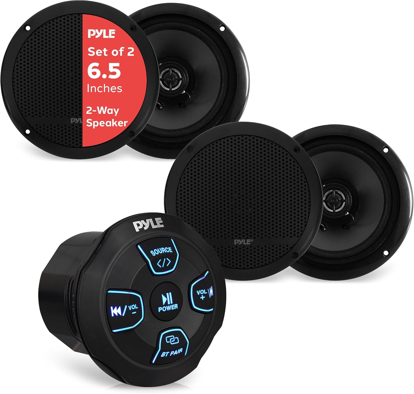 Pyle 240W Marine Bluetooth Speakers - Amplified Stereo Sound