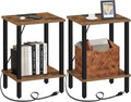 End Table with Charging Station and Storage - Compact 2-Tier