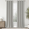 Blackout Light Grey Linen Look Curtains 108 in - Full Room Darkening