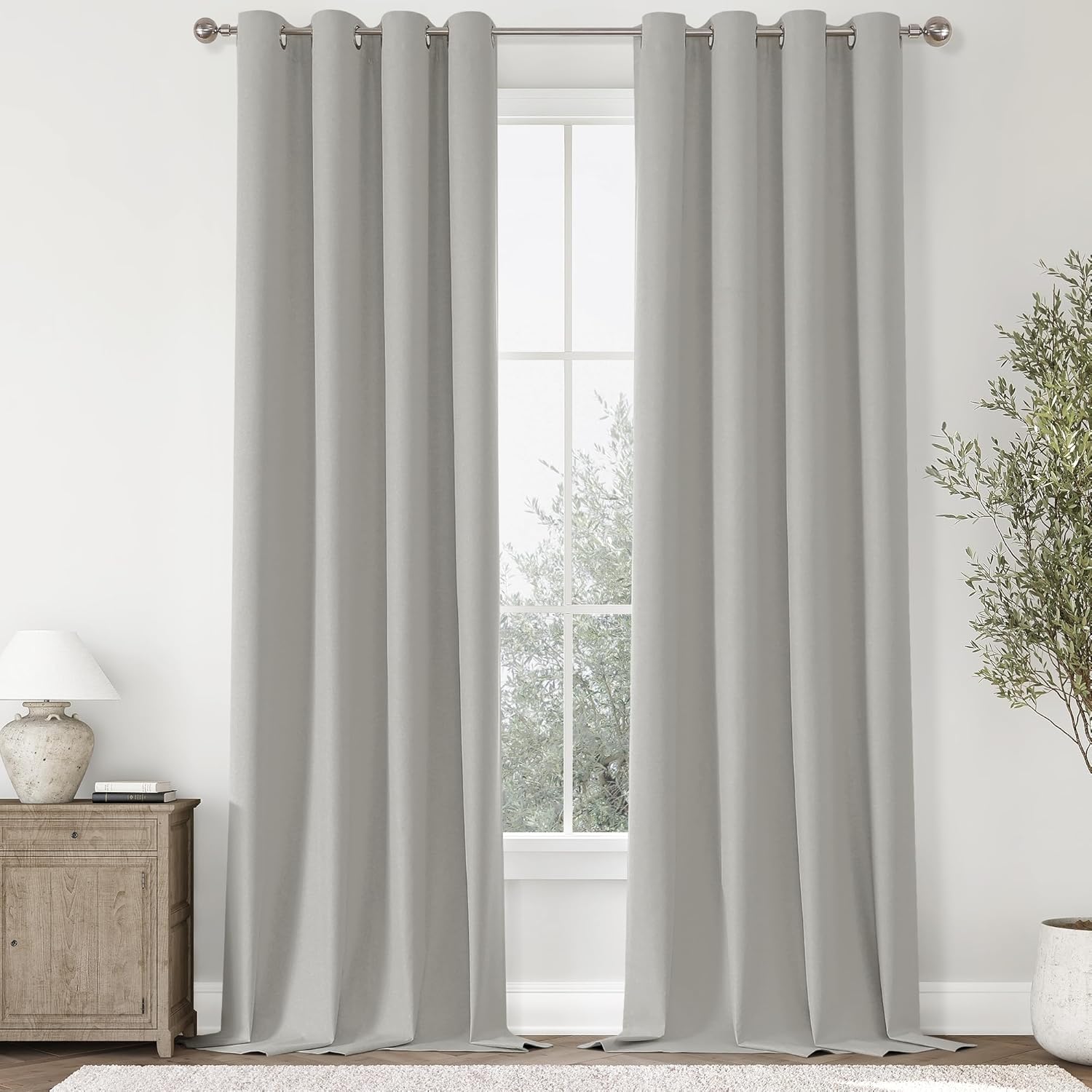 ChrisDowa 100% Blackout Light Grey Curtains for Home Decor