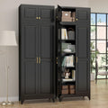 90Kitchen Pantry Cabinet Metal Storage with Doors and 4 Adjustable