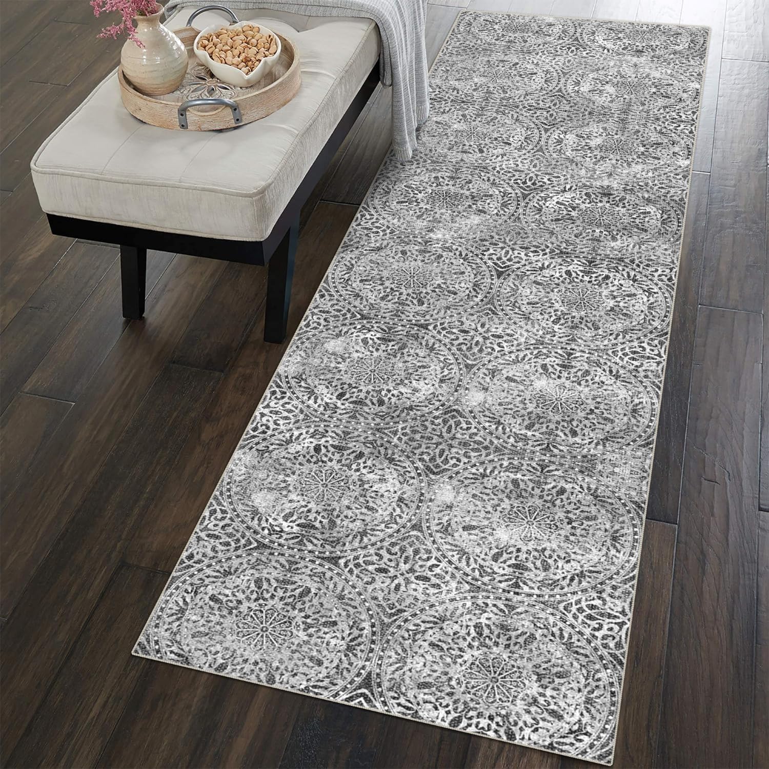 Vivorug Runner Rug 2ftx7ft Machine Washable Non-Slip Vintage Style