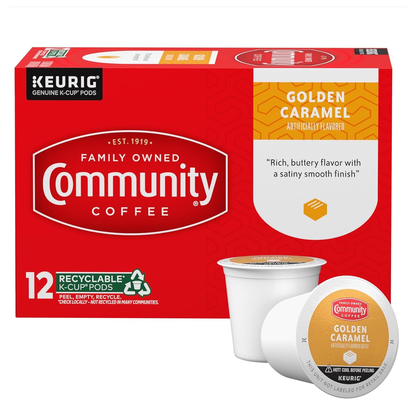 Rich Caramel Bliss: Community Coffee Keurig Compatible 12 Ct Box