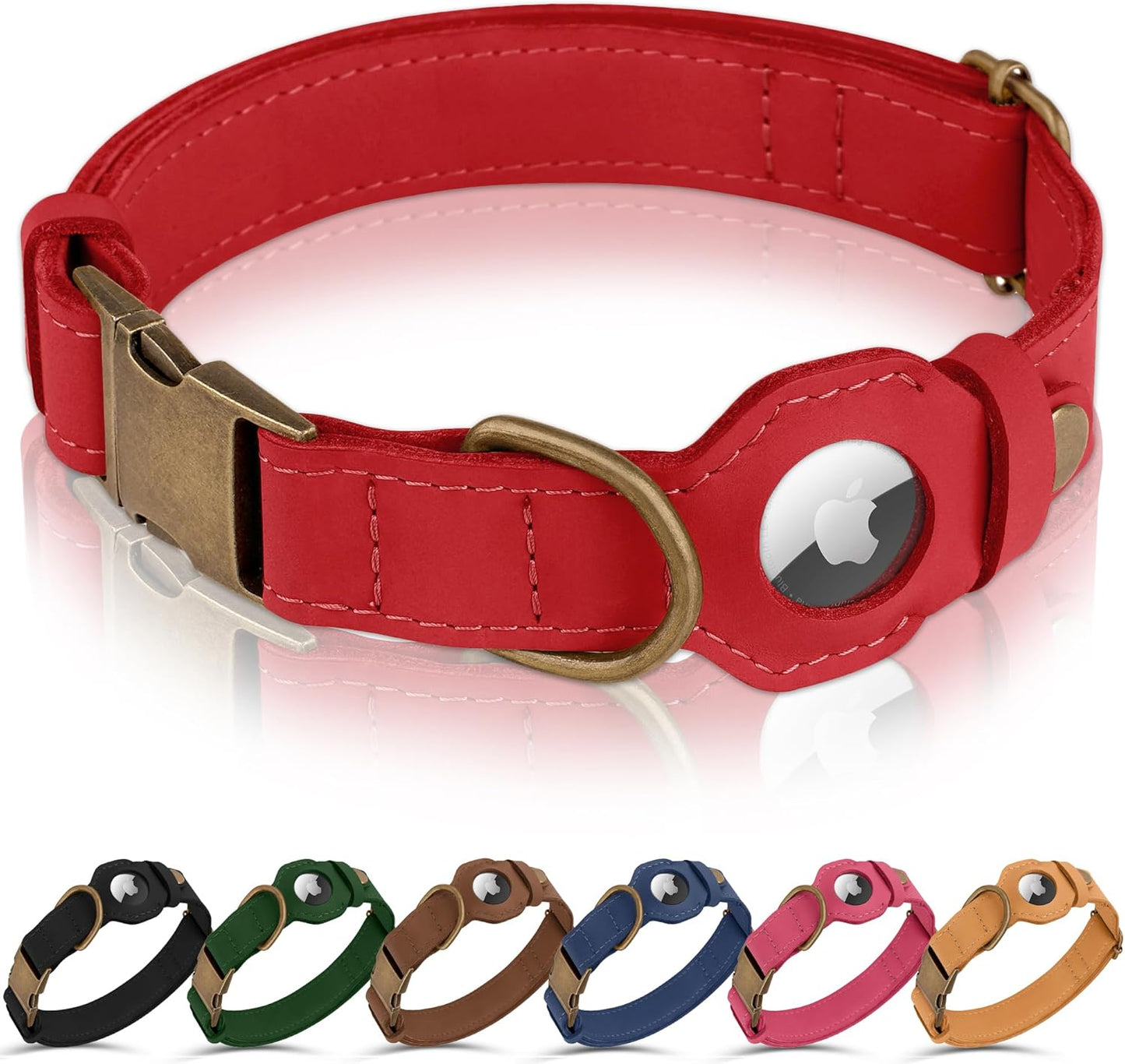 AirTag Dog Collar - Genuine Leather GPS Tracking for Dogs