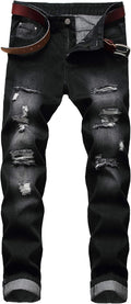 DANT BULUN Men's Ripped Distressed Slim Fit Straight Leg (Style BYZH)