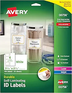 Avery Easy Align Self-Laminating ID Labels for Durable Use