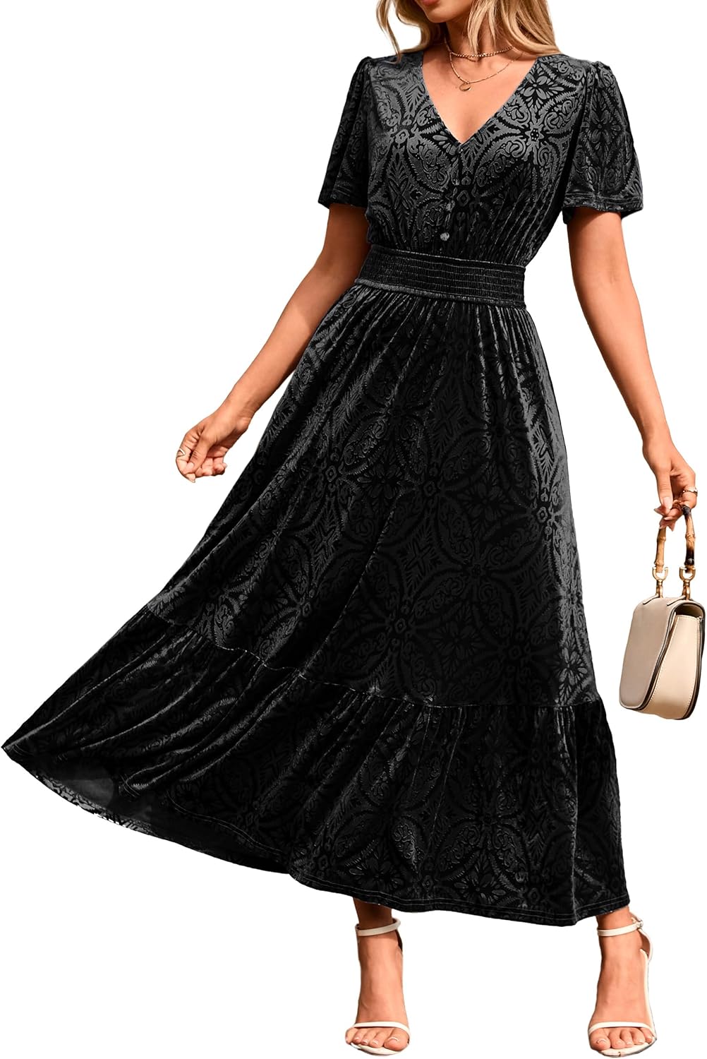 Simplee Womens Fall Velvet Dress for Weddings and Parties