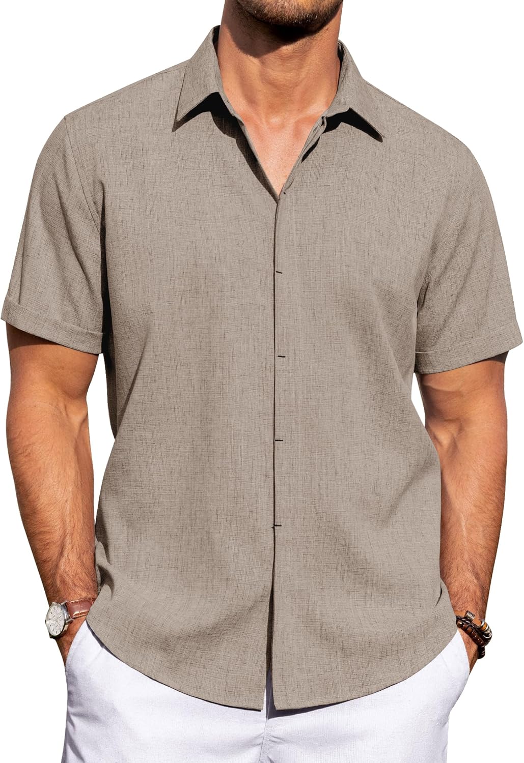 J.VER Men's Linen Shirts for Casual Summer Beach Weddings