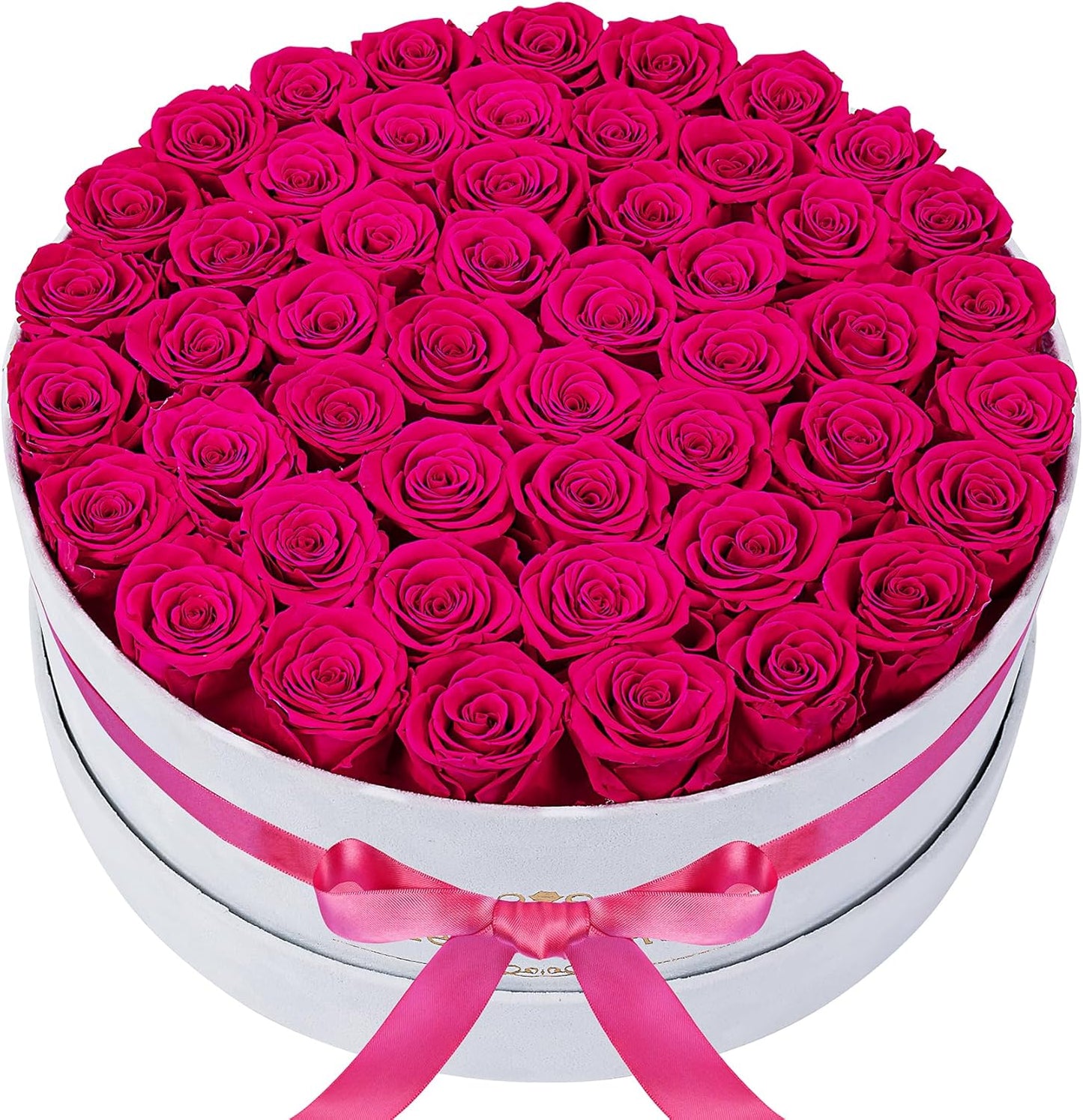 50 Piece Radiant Pink Roses in Velvet Box for Lasting Gifts