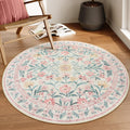 Boho Light Pink Round Rug 4ft - Washable Soft Non-Slip Circle Rug