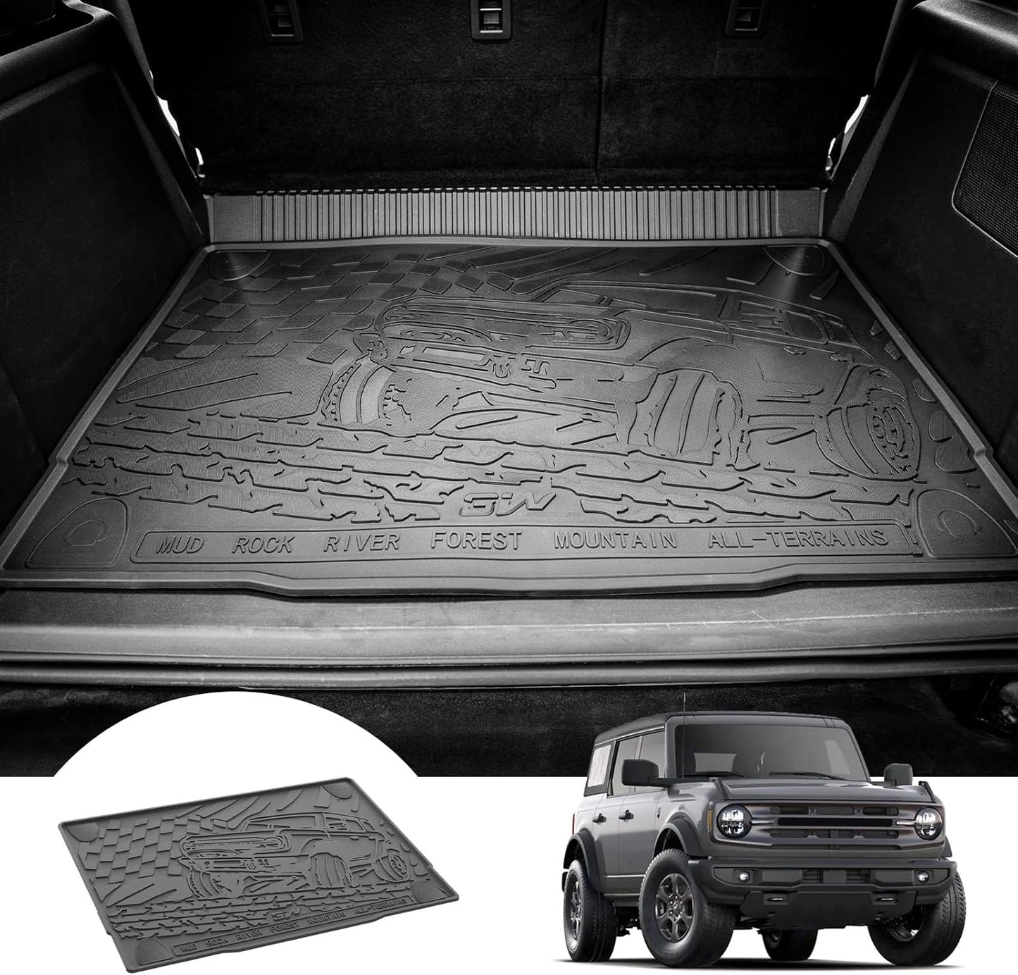 3W Cargo Liner Custom Fit for 2021-2025 Ford Bronco 4 Door