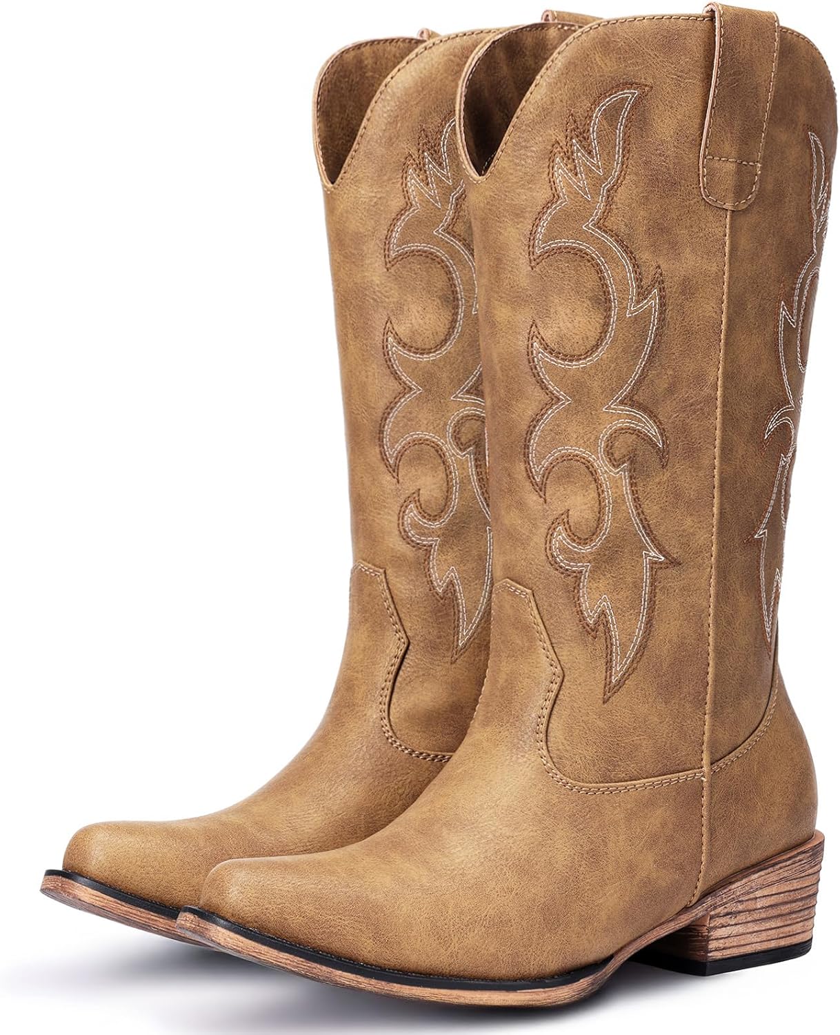 Cowboy Boots for Women - Embroidered Mid Calf Fashion Boots