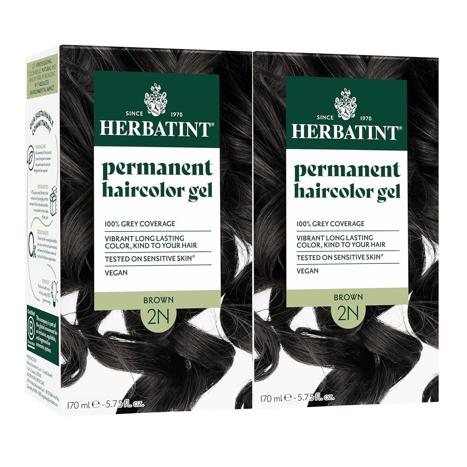 Herbatint Permanent Hair Dye 2N Brown for 100% Gray Coverage