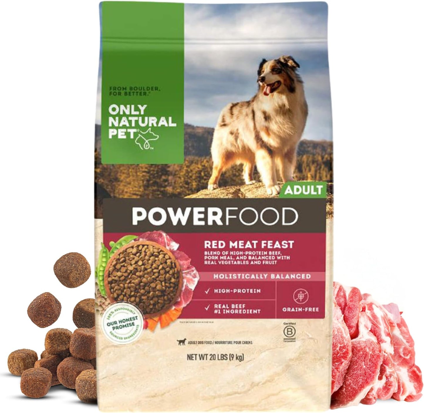 Only Natural Pet Dry Dog Food Canine PowerFood Red Meat Feast