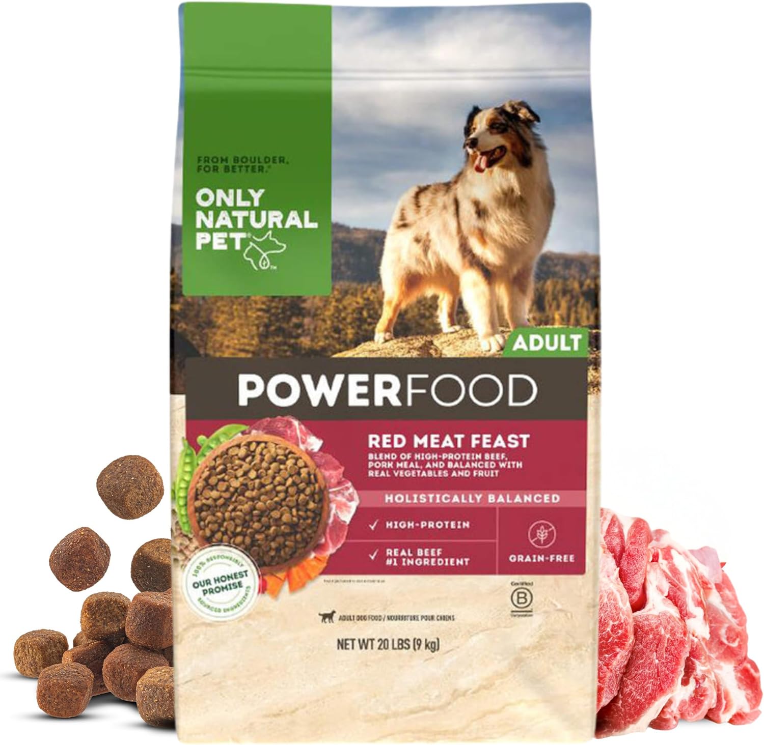 Only Natural Pet Dry Dog Food Canine PowerFood Red Meat Feast